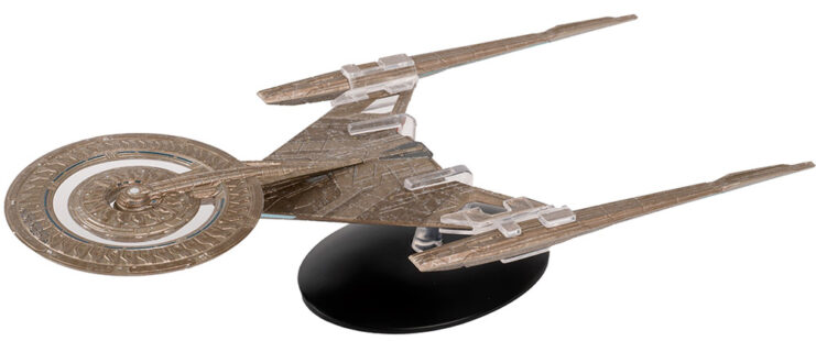 The Discovery's refit has armed it with a cloaking device and incorporated programmable matter into each of its stations. Perhaps, most noticeably, the Federation’s engineers converted the Discovery’s warp engines to match the detached configuration common to the 32nd century, greatly increasing its manoeuvrability.