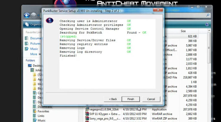 Uninstalling PunkBuster Services