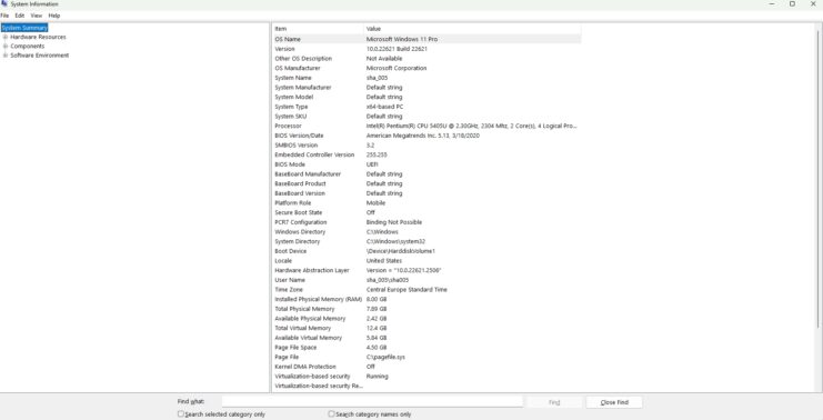 Using Built-in Windows Tools - Check your PC Specs