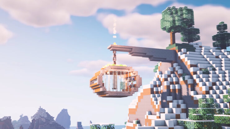Suspended Cliff House in minecraft